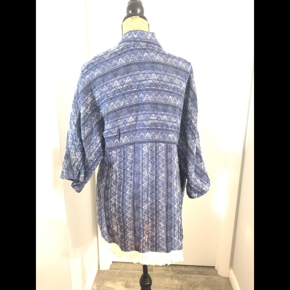 Michael Kors Blue Print Fringe Jacket - Picture 7 of 8